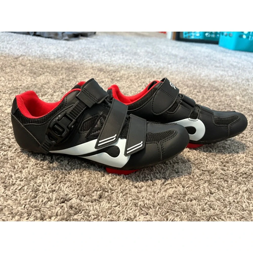 Peloton Cycling Shoes Black Red Size 40 Look Delta Cleats Indoor Spin Shoe